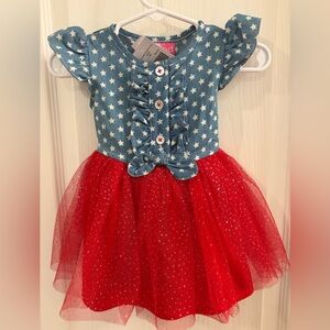 Good Lad Blue Star Bodice with Red Tulle Skirt Halloween Dress